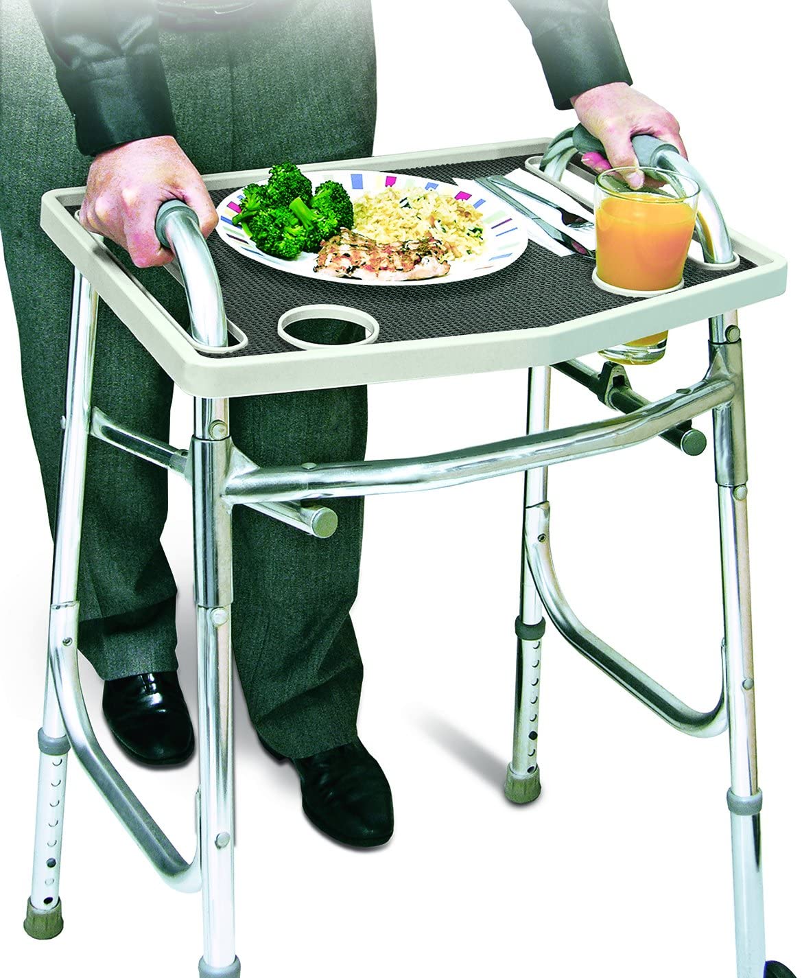 Walker Tray with Non-Slip Grip Mat