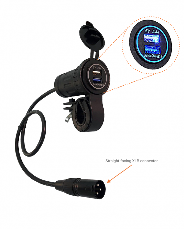 Dual-port USB Charger for wheelchairs and scooters