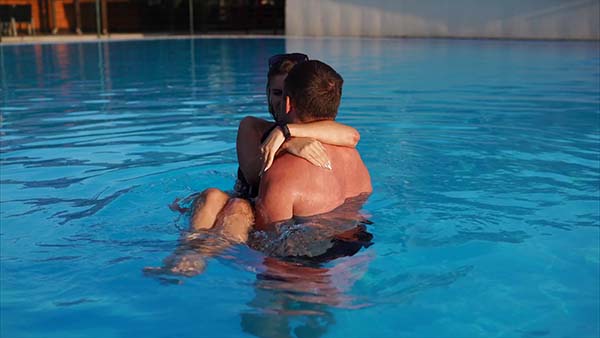 Disabled woman swimming