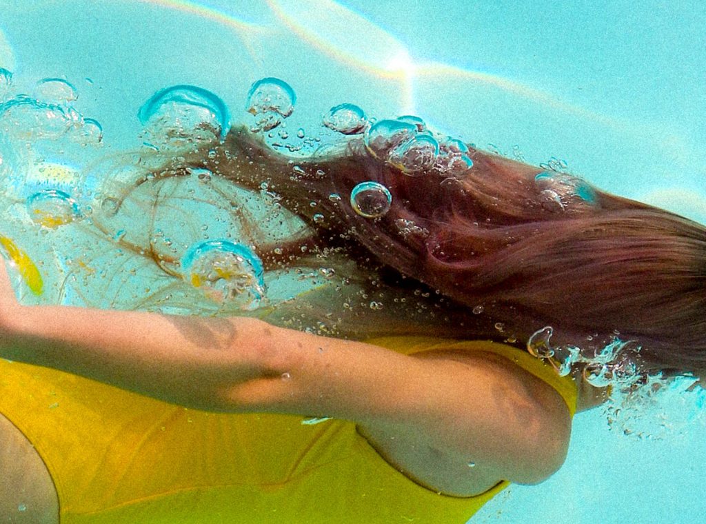 Swimming in Yellow Swim Suit